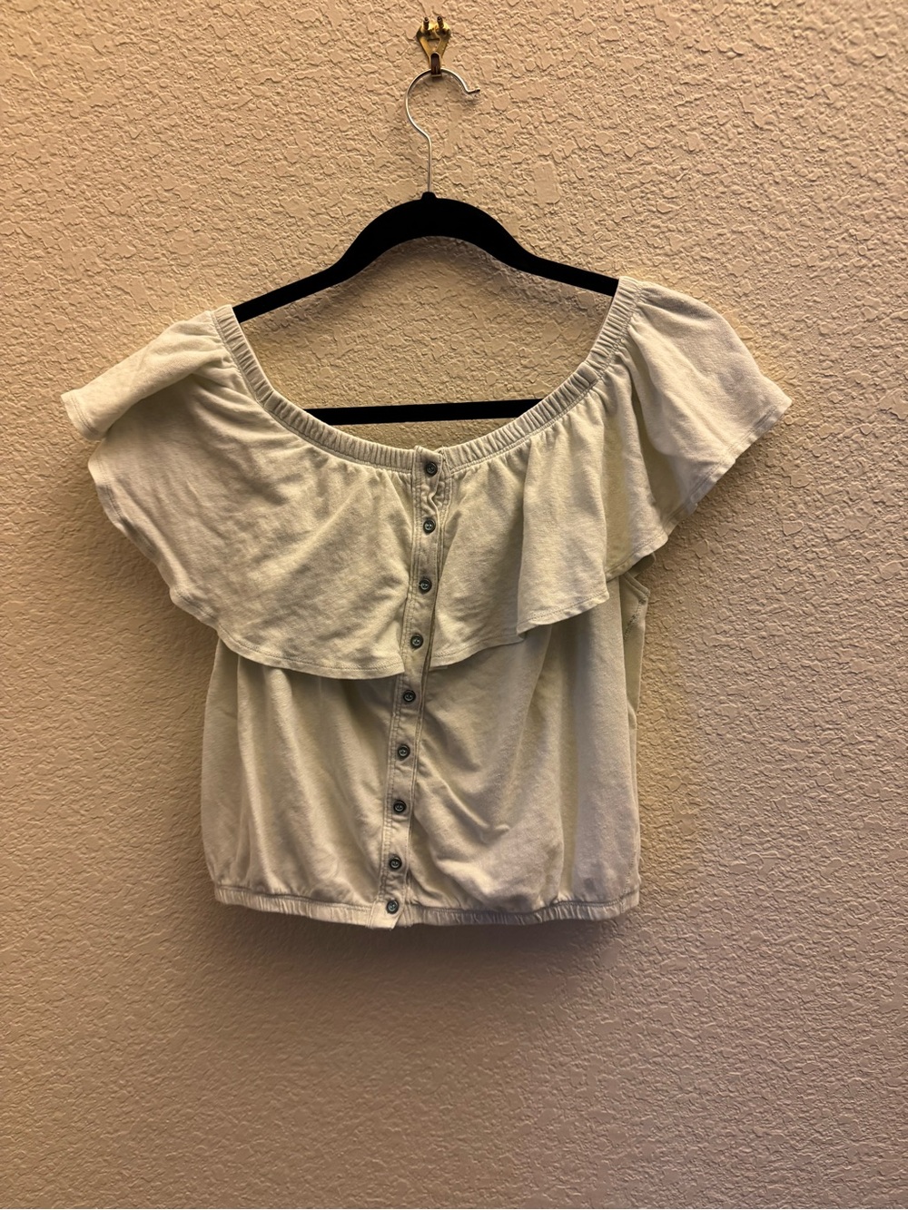 We The Free Off-Shoulder Ruffle Button-Front Top - White